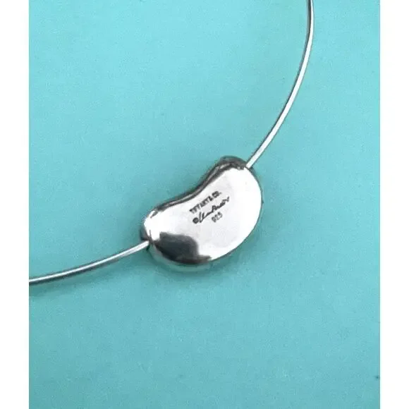 Vintage Tiffany & Co. Silver Elsa Peretti LARGE Bean Wire Hook Necklace Choker - Picture 6 of 7